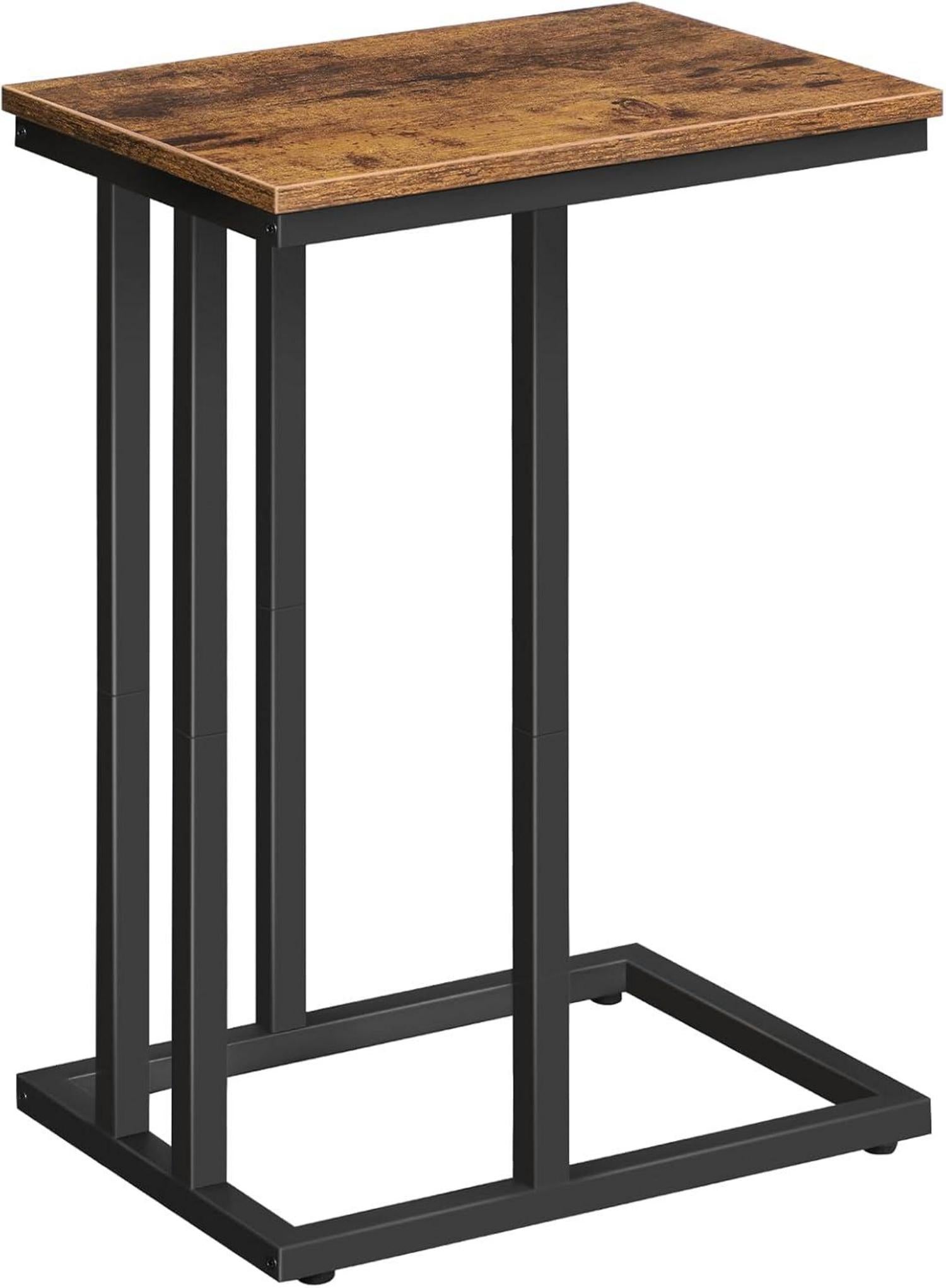 Beistelltisch C-förmig Industrie-Stil Vintagebraun Schwarz