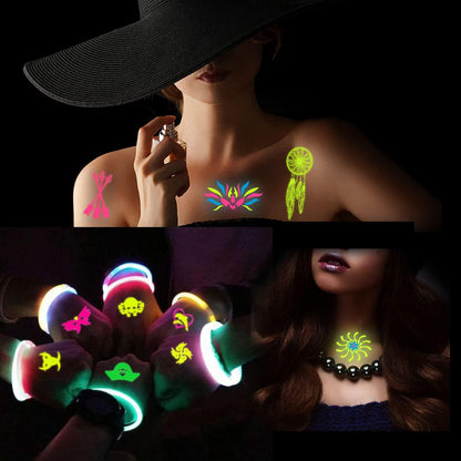 Neon Tattoos UV Body Painting Schwarzlicht Party Accessoire