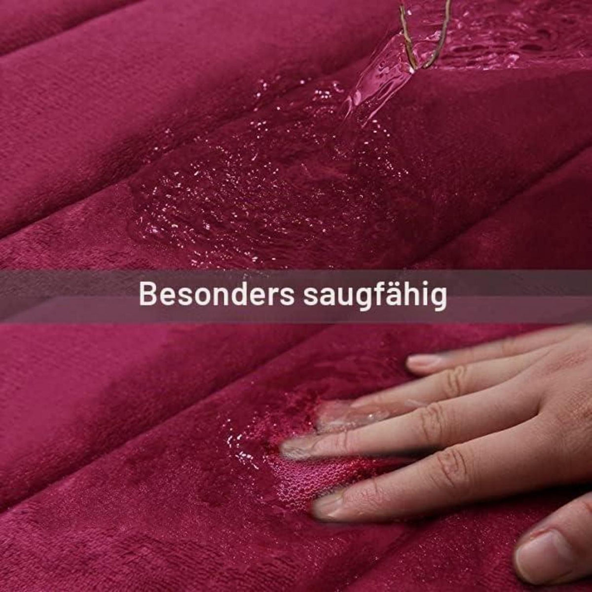 Memory Foam Badteppich 41 x 61 cm Weinrot – Rutschfest & Saugfähig