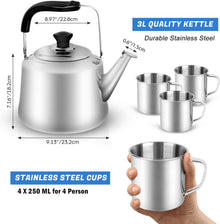 Teekessel Camping 3L Kaffeekanne Wasserkocher Outdoor Set