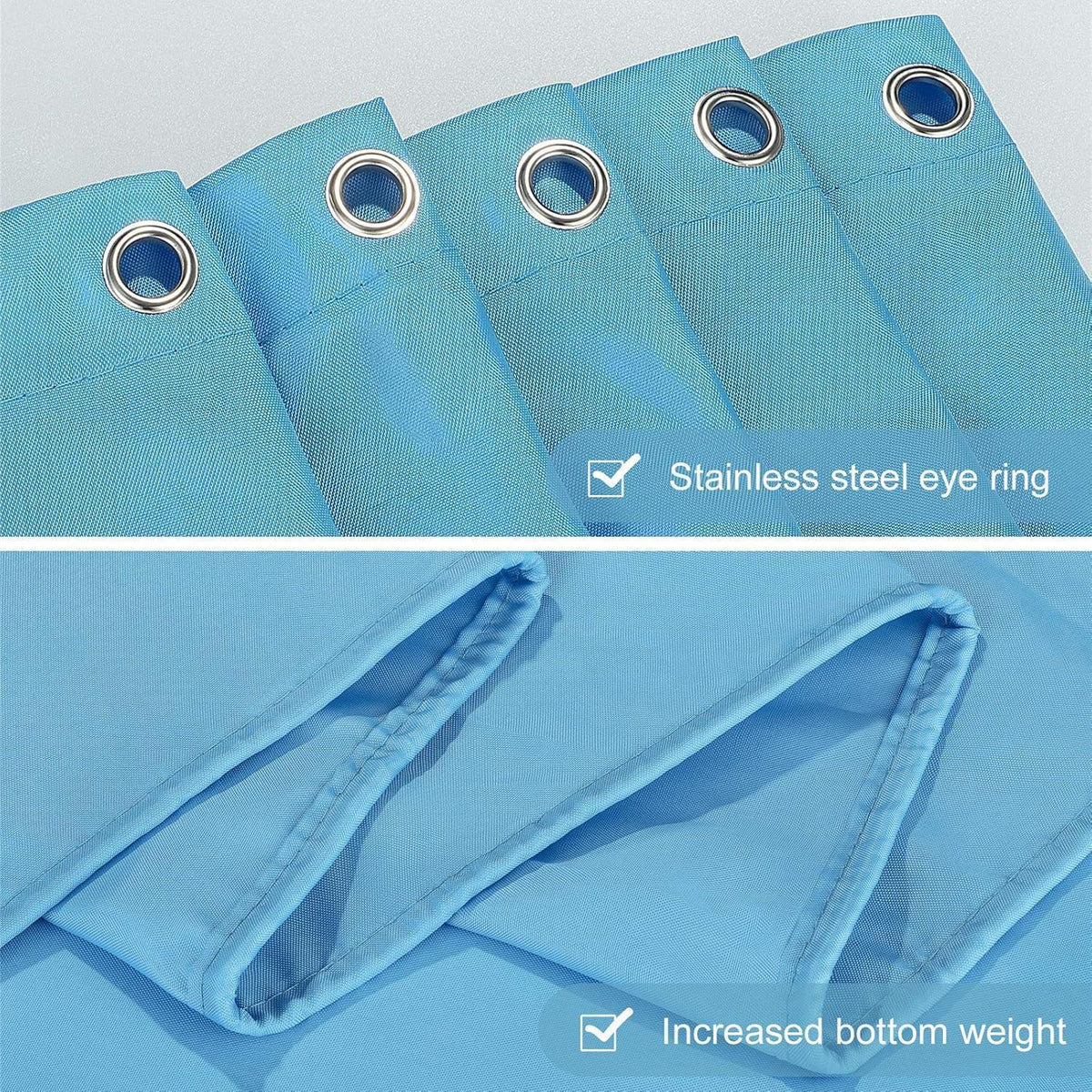 Schmaler Duschvorhang hellblau 150x180 cm mit Ösen