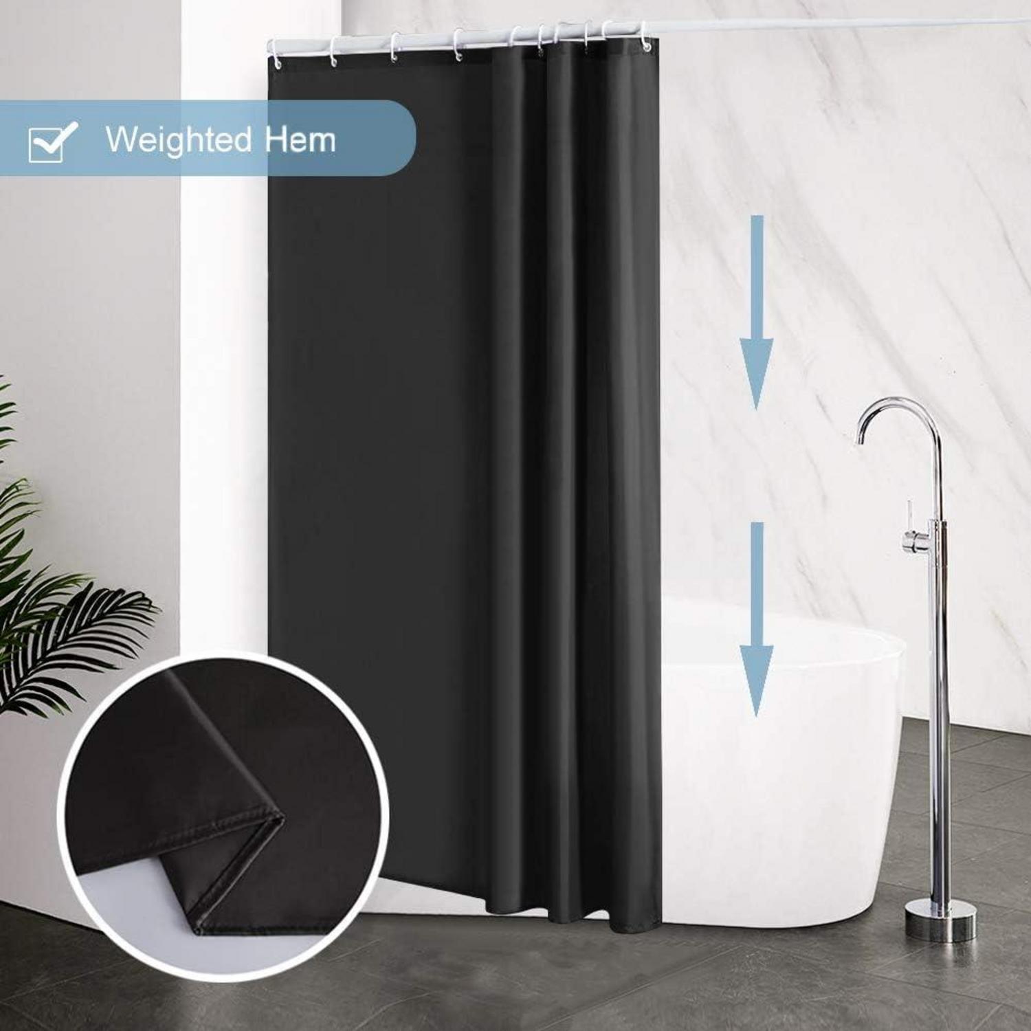 Schmaler Duschvorhang für Dusche Badewanne Polyester Stoff schimmelresistent 150x180 Schwarz