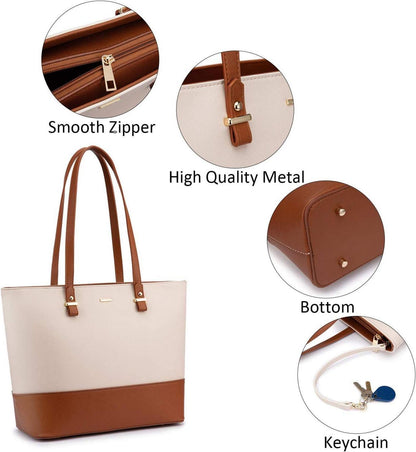 Damen Handtasche Shopper Schultertasche Set 3-teilig Groß Leder