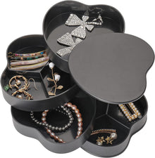 Schmuckkasten Mädchen Schmuckorganizer 4 Ebenen Schwarz 12x12cm