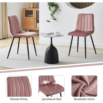 Samt Esszimmerstühle 2er Set – Rosa, Gepolstert & Stabil