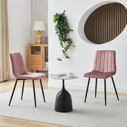Samt Esszimmerstühle 2er Set – Rosa, Gepolstert & Stabil