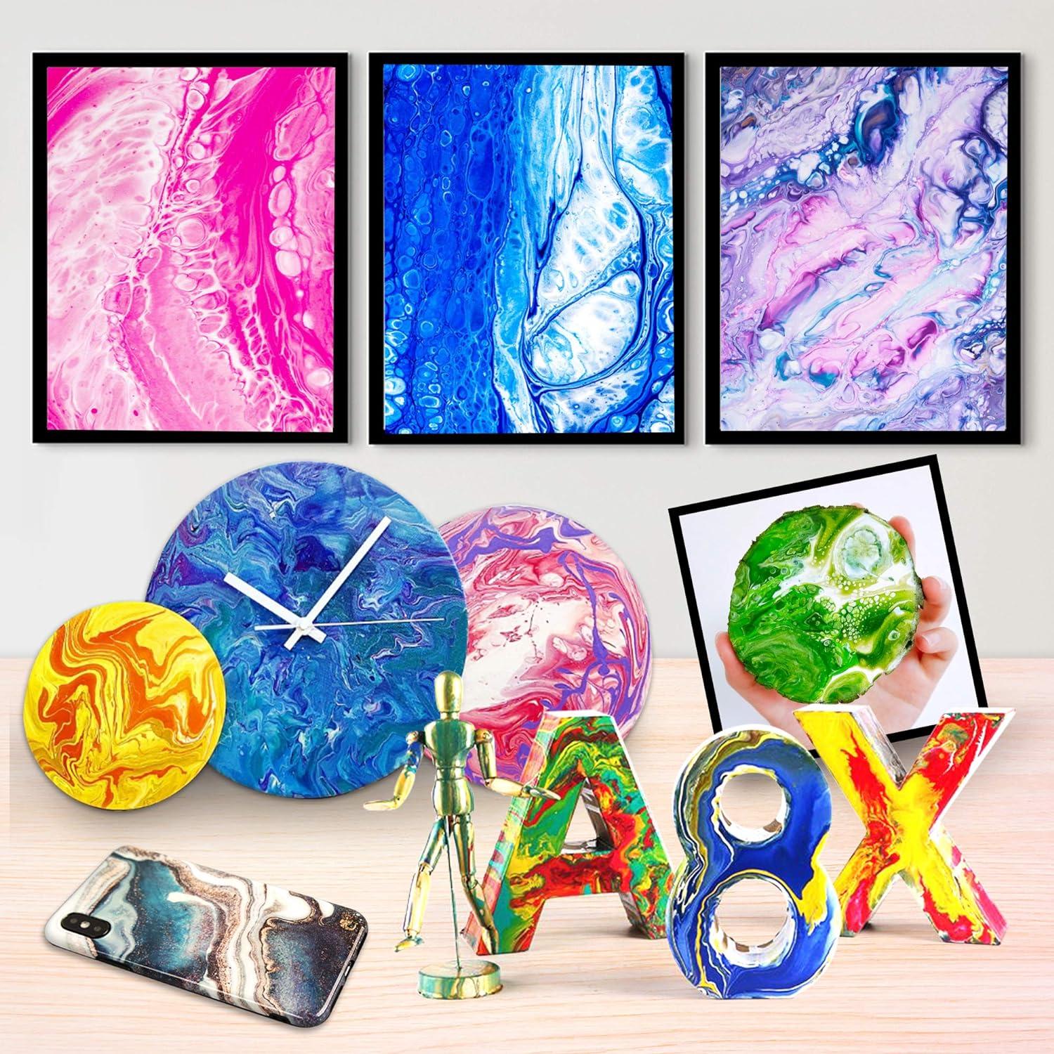 Acrylfarben Set 36 Pouring Farben 60ml Leinwand Silikonöl 75-teilig