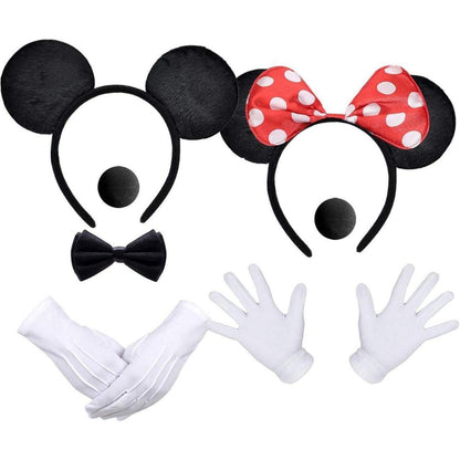 Maus Ohren Haarreifen mit Handschuhe und Nase Set