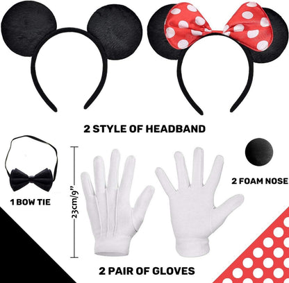 Maus Ohren Haarreifen mit Handschuhe und Nase Set