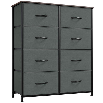 Kommode mit 8 Stoffschubladen – Grau, 30x80x93 cm