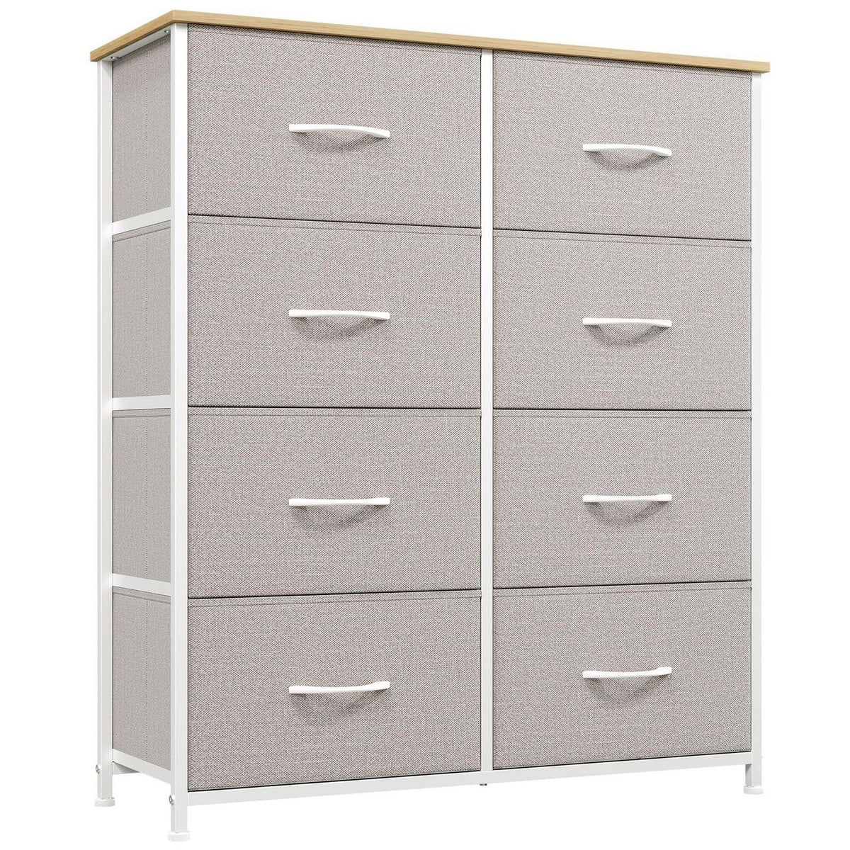 Somdot Kommode mit 8 Stoffschubladen – Aschgrau, 30x80x93 cm
