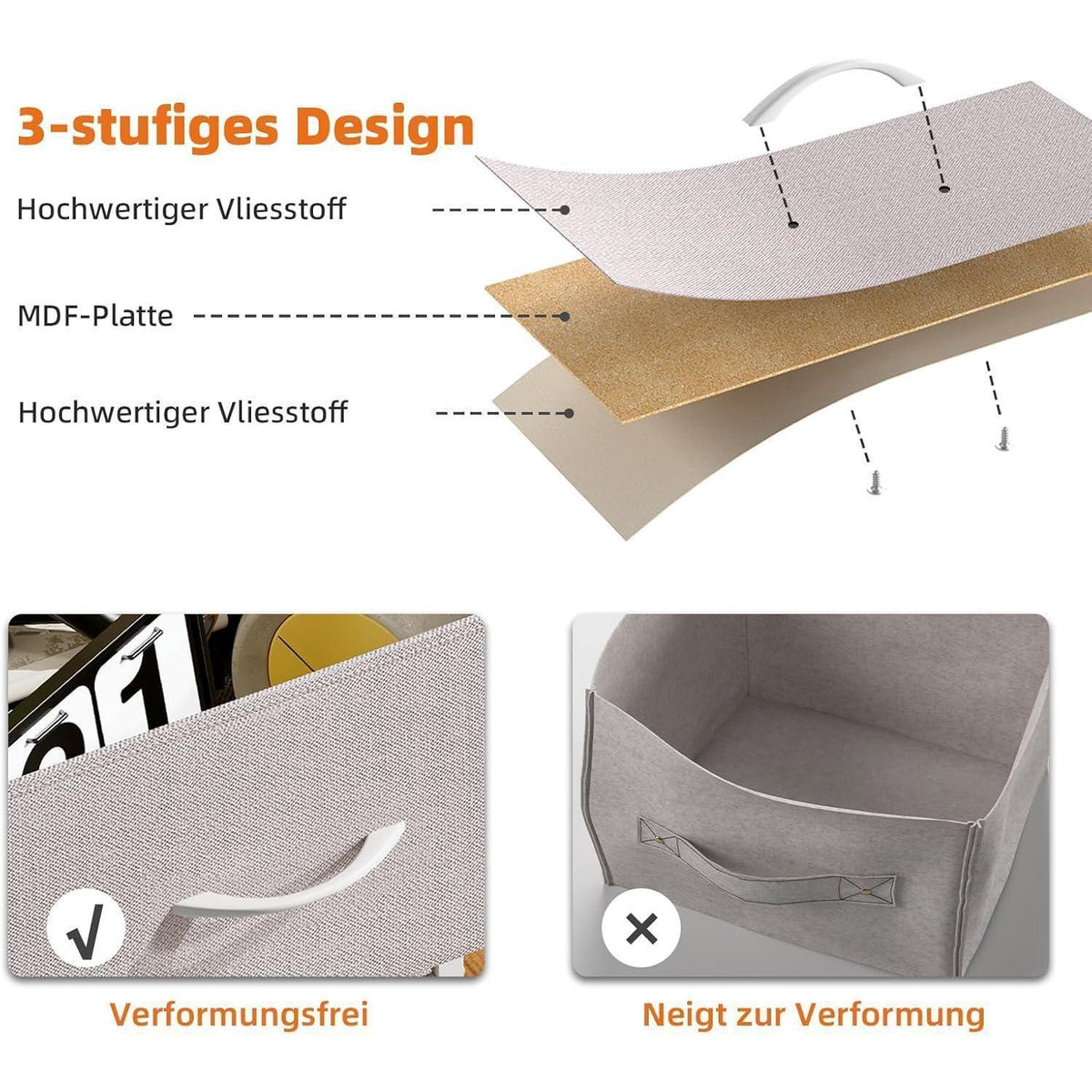 Somdot Kommode mit 8 Stoffschubladen – Aschgrau, 30x80x93 cm