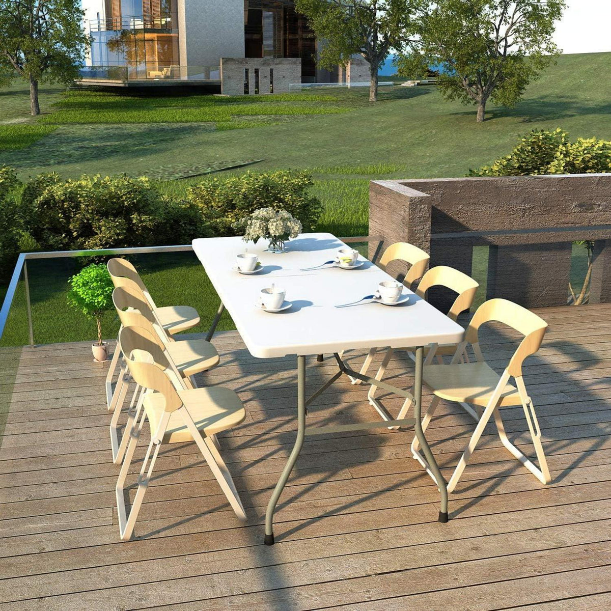 Klapptisch Aluminium Campingtisch Faltbar 180x74cm Tragbar