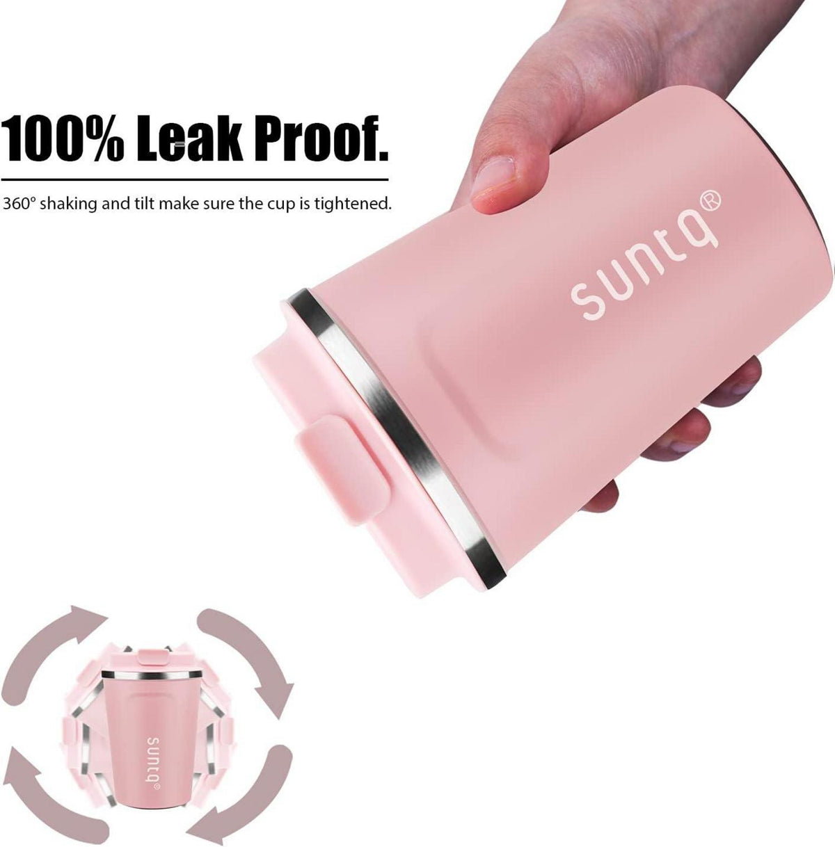SUNTQ Rosa Thermobecher aus Edelstahl 510ml - Doppelwand Isoliert
