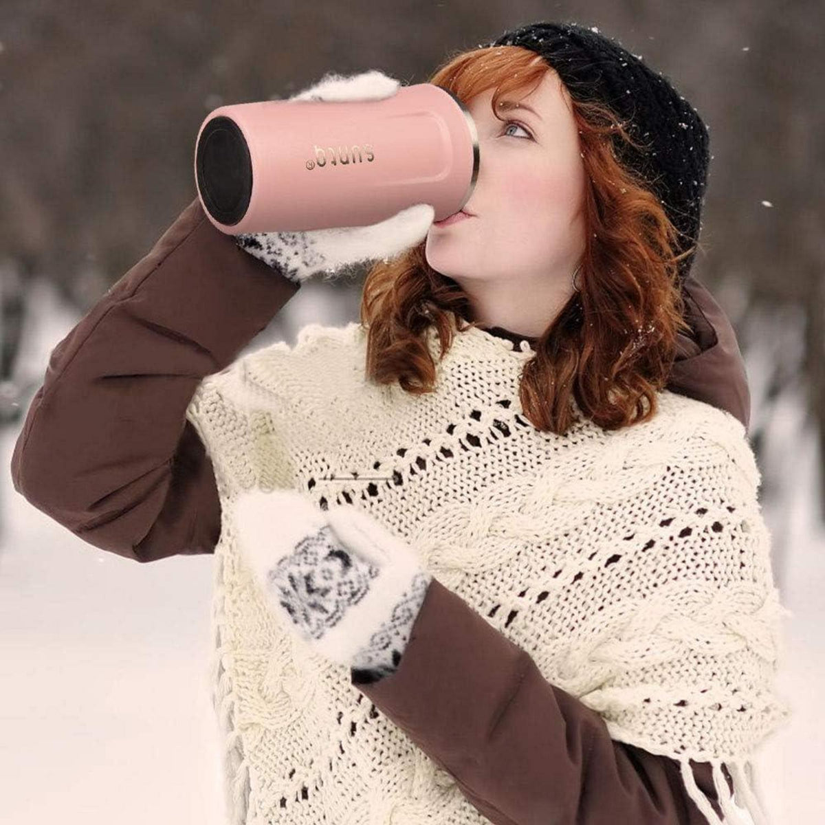 Edelstahl Kaffeebecher to go Thermobecher Doppelwand Isoliert Rosa 510ml