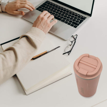 SUNTQ Kaffeebecher to go Edelstahl Thermobecher doppelwandig isoliert Koral Rosa