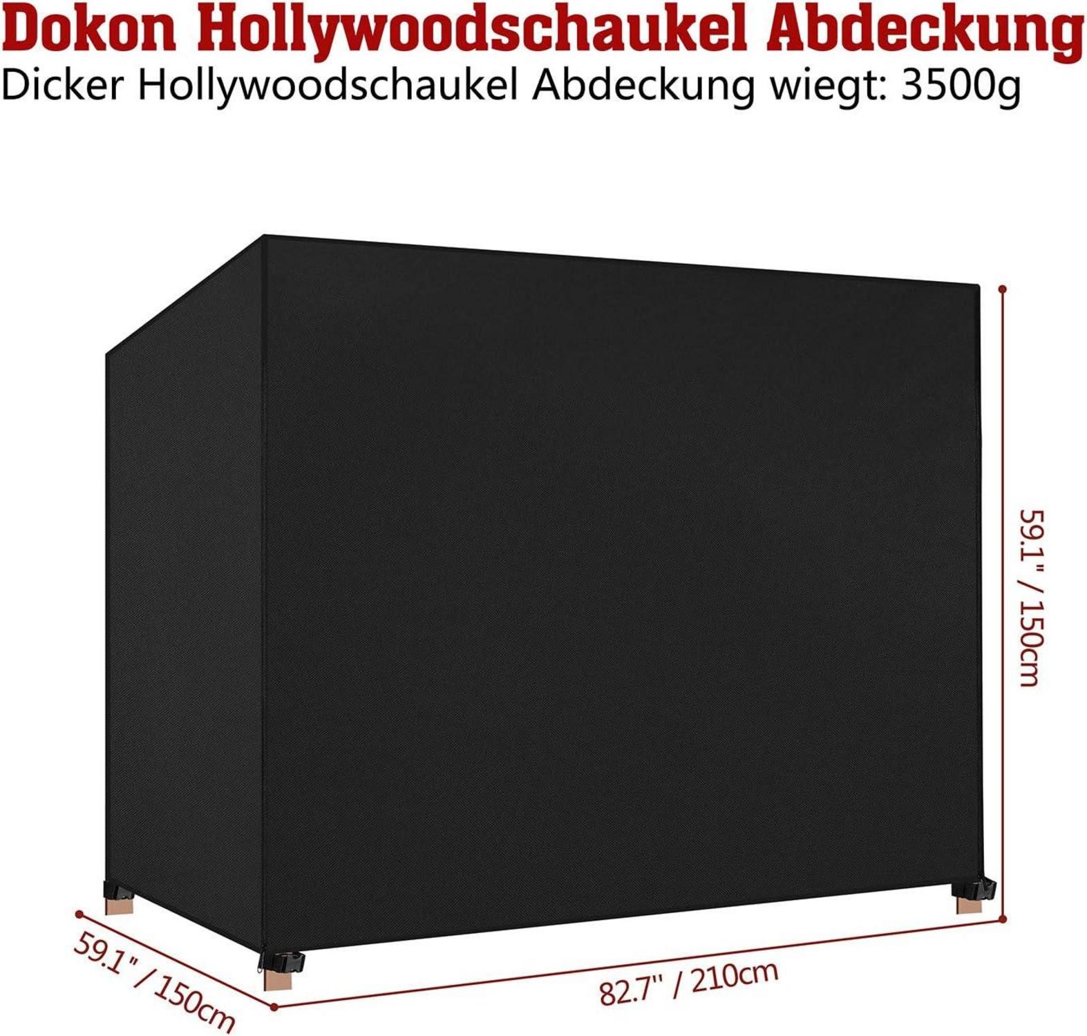 Dokon Hollywoodschaukel Abdeckung 3 Sitzer Wasserdicht Oxford Gewebe