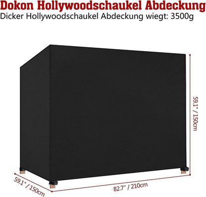 Dokon Hollywoodschaukel Abdeckung 3 Sitzer Wasserdicht Oxford Gewebe