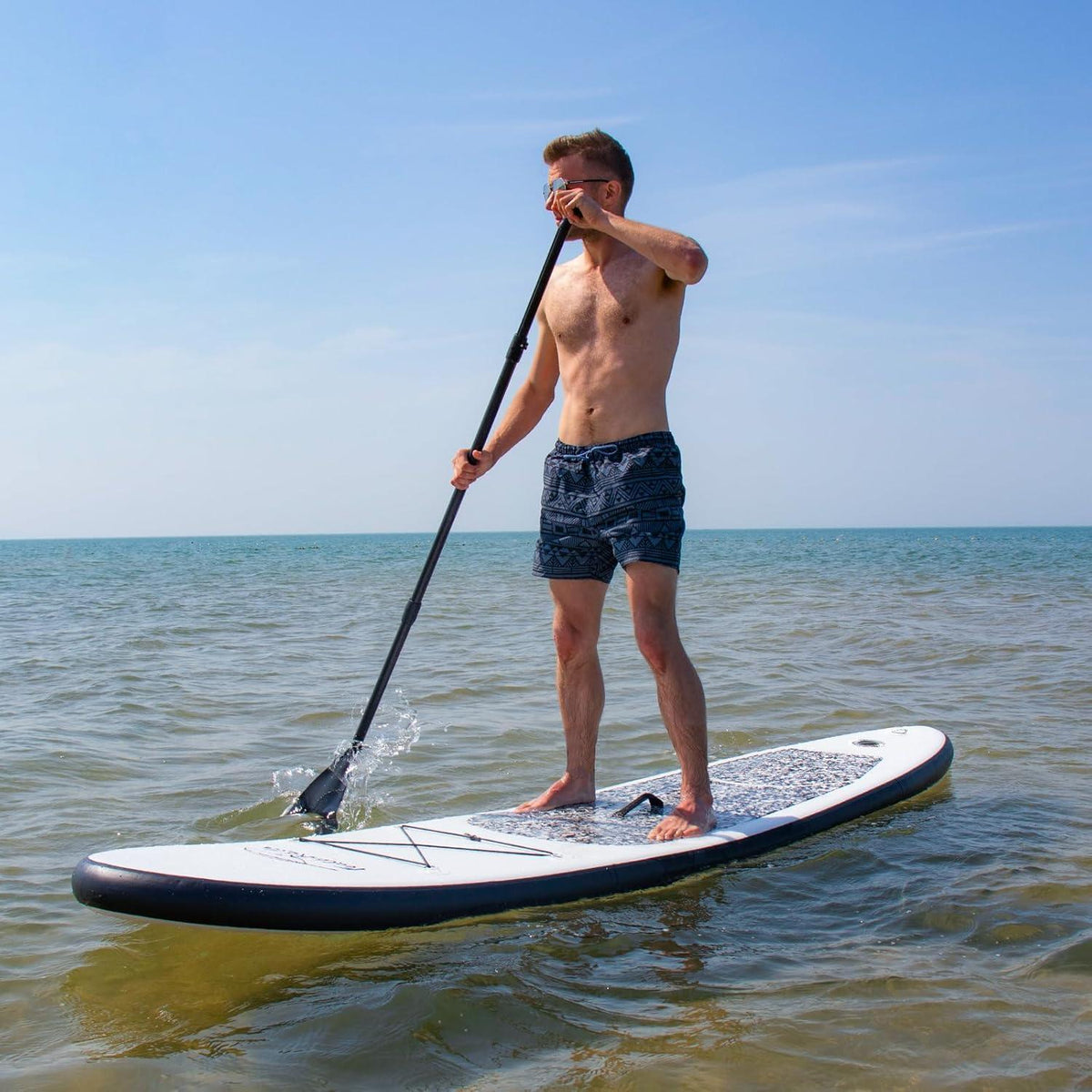Aufblasbares SUP Board 10' Marmorstruktur Schwarz für 2 Personen