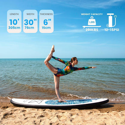 Aufblasbares SUP Board 10' Marmorstruktur Blau für 2 Personen