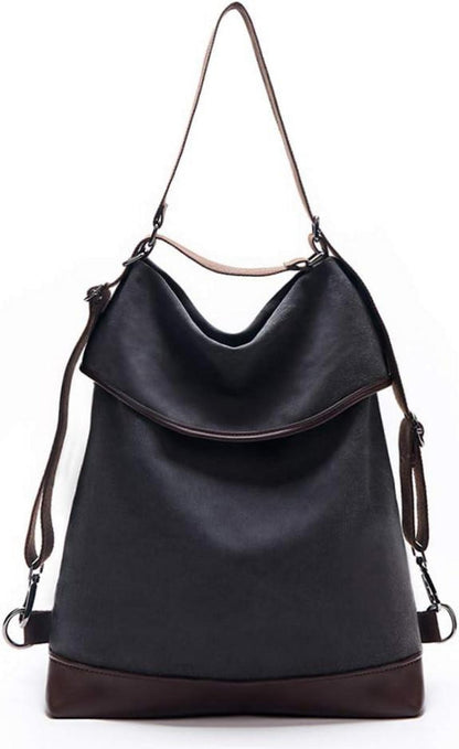 KALIDI Damen Canvas Schultertasche Rucksack Vintage