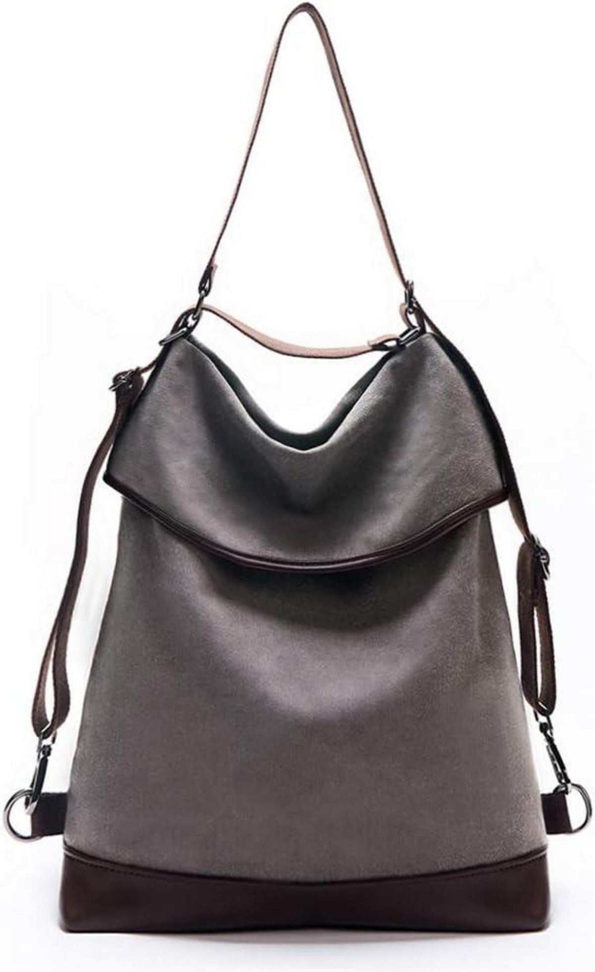 Vintage Handtasche Damen Umhängetasche Leder Schultertasche Hobo Grau