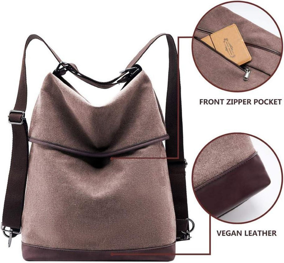 Vintage Canvas Umhängetasche Damen Anti-Diebstahl Rucksack Tasche