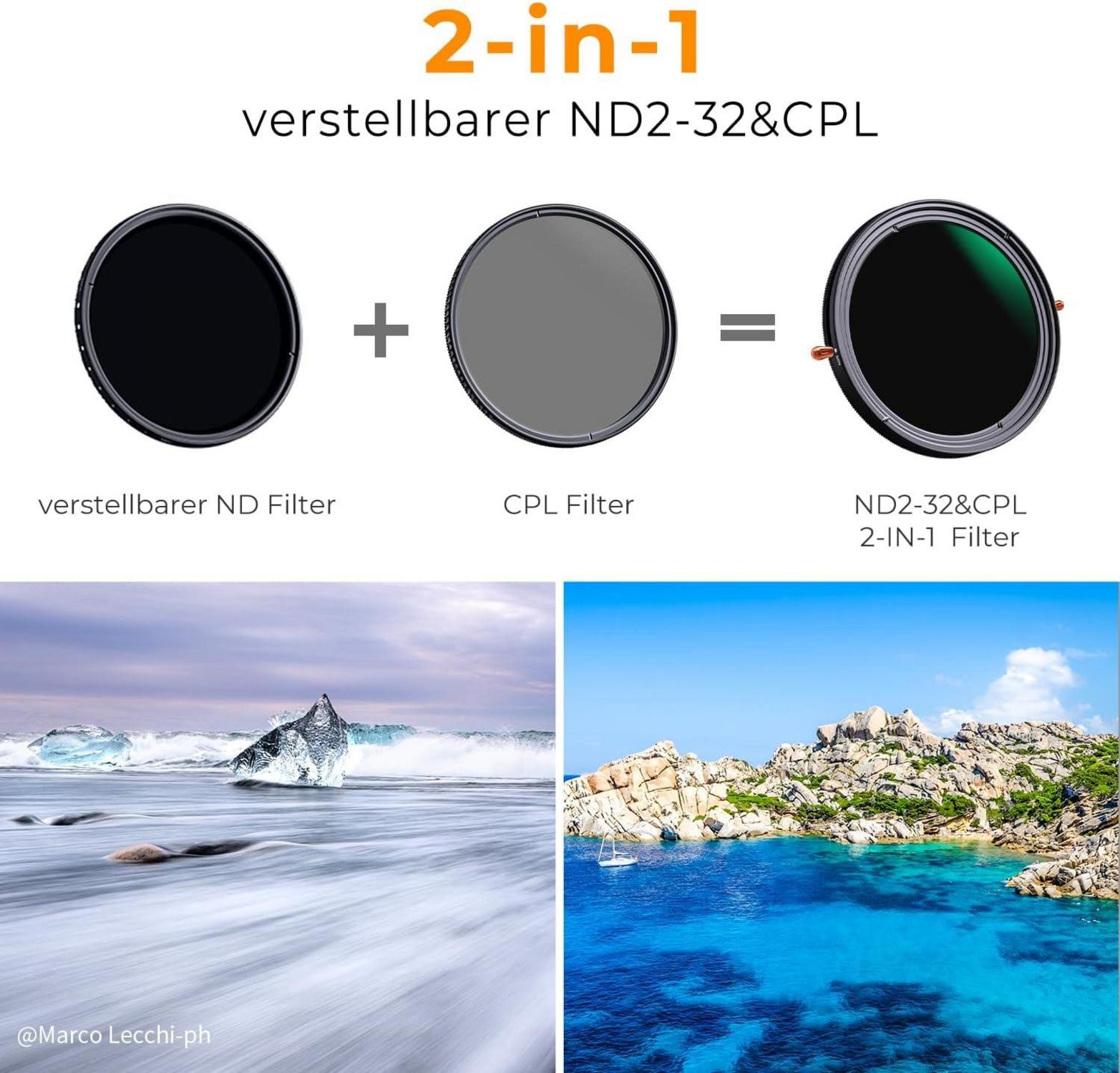 82mm K&F Concept ND CPL Filter Multiresistentes Glas 5