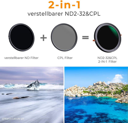 82mm K&F Concept ND CPL Filter Multiresistentes Glas 5