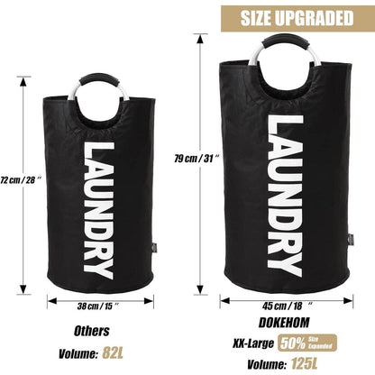 Faltbare Wäschekörbe 125L Schwarz XL Stand Up Design in 7