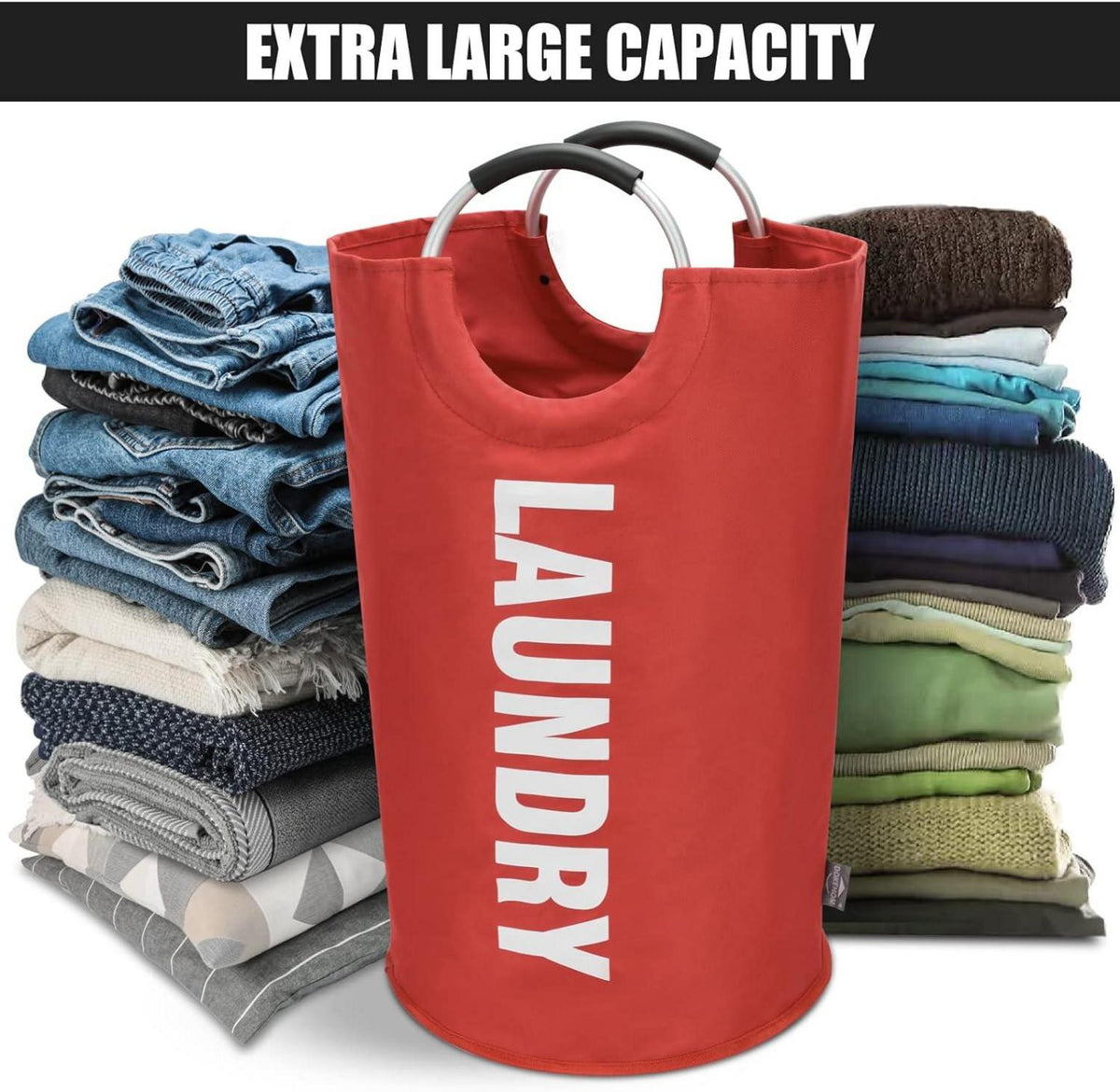 125L Große Faltbare Wäschekörbe 7 Farben Wäschesäcke Kleider Tasche XL