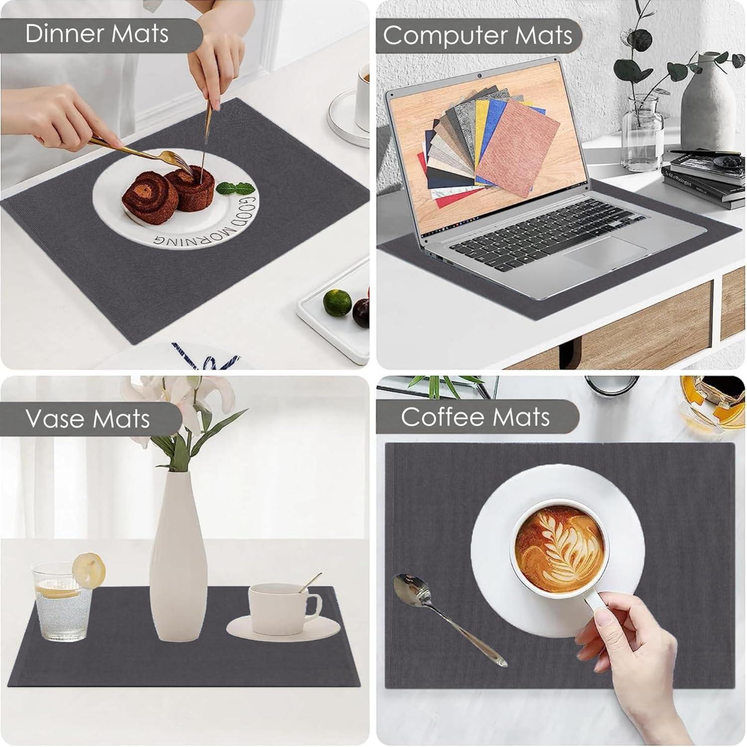 Dinner Table Mat 6er-Set Gerippte Baumwolle Esstischsets 49x33