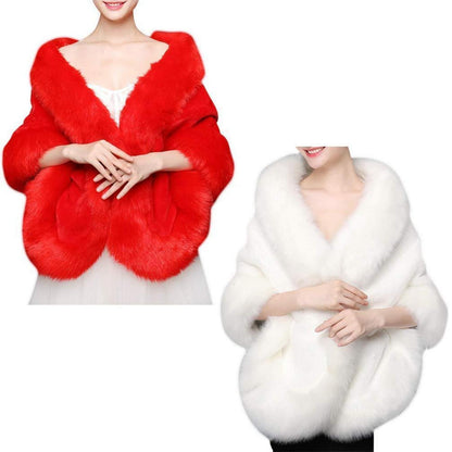 Kunstpelz Schal Weiß - Braut Hochzeit Pelz Wraps Bolero