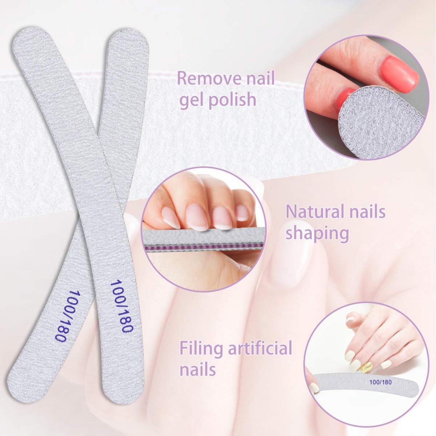 Nagelfeilen 15 Stück 100/180 Grit Doppelseitig Einweg für Gelnägel