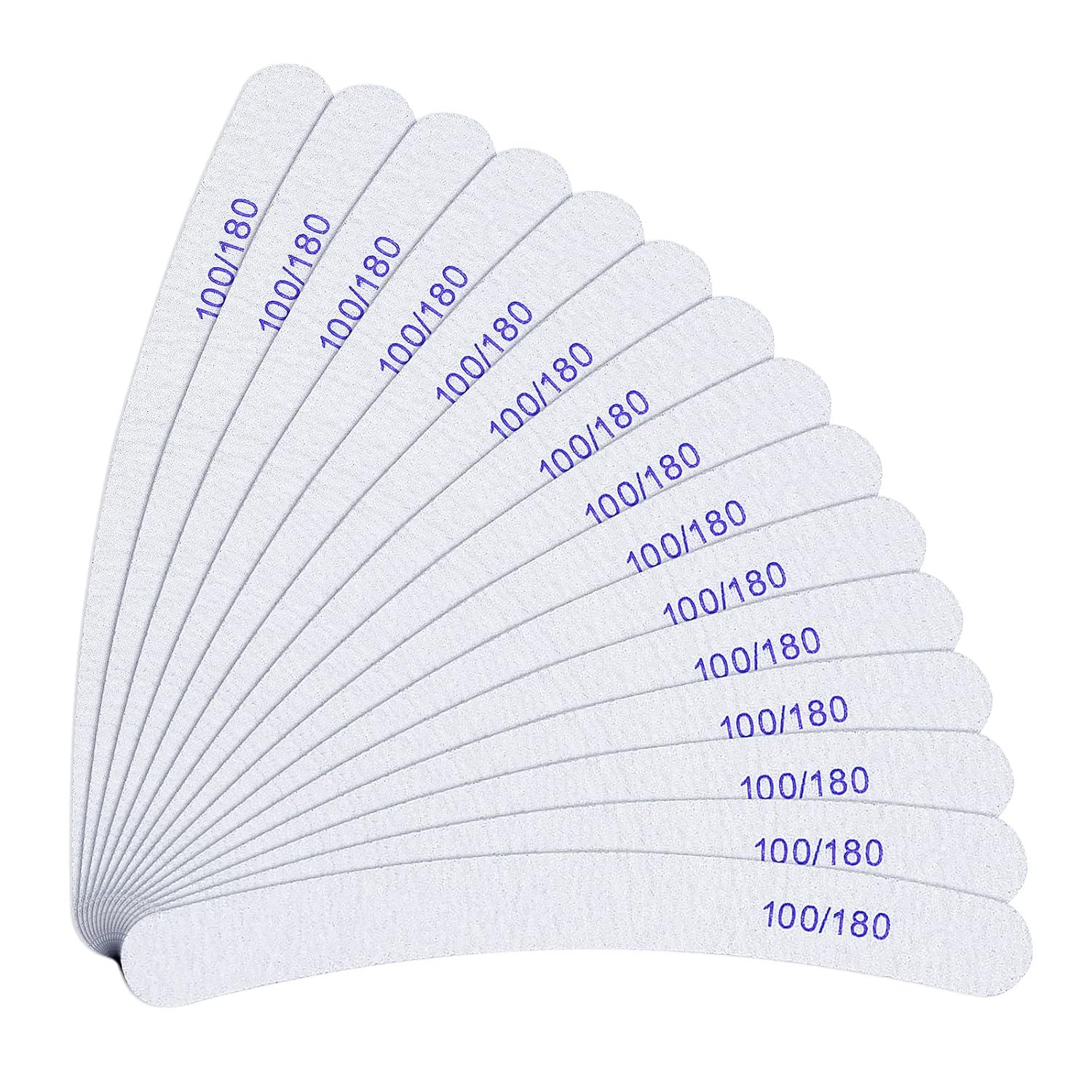 15er Pack Nagelfeilen 100/180 Grit Doppelseitig Einweg für Gelnägel
