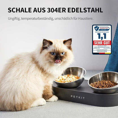 Erhöhter Futternapf aus Edelstahl für Katzen und kleine