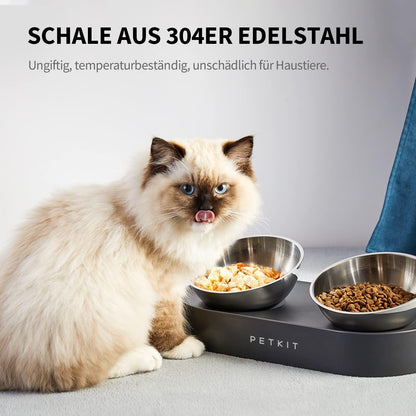 Erhöhter Futternapf aus Edelstahl für Katzen und kleine
