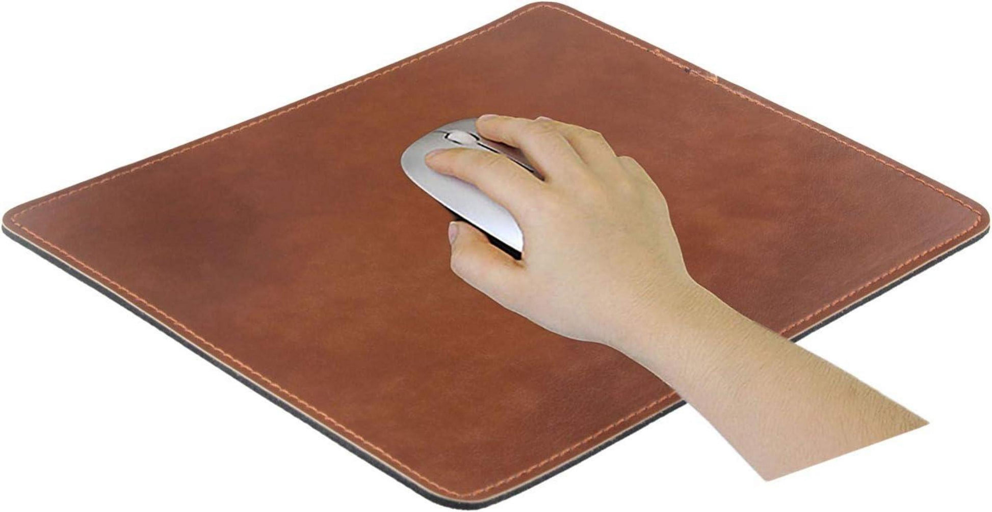 Leder Mousepad Gaming Office rutschfest 24x20cm Braun