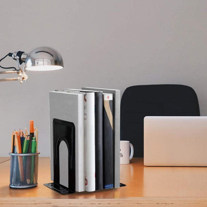 Qualsen Buchstütze Metall Schwarz 17x12x15cm Bücherstützen 4er Set