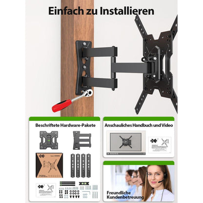 TV Wandhalterung Schwenkbar Neigbar für 26-55 Zoll