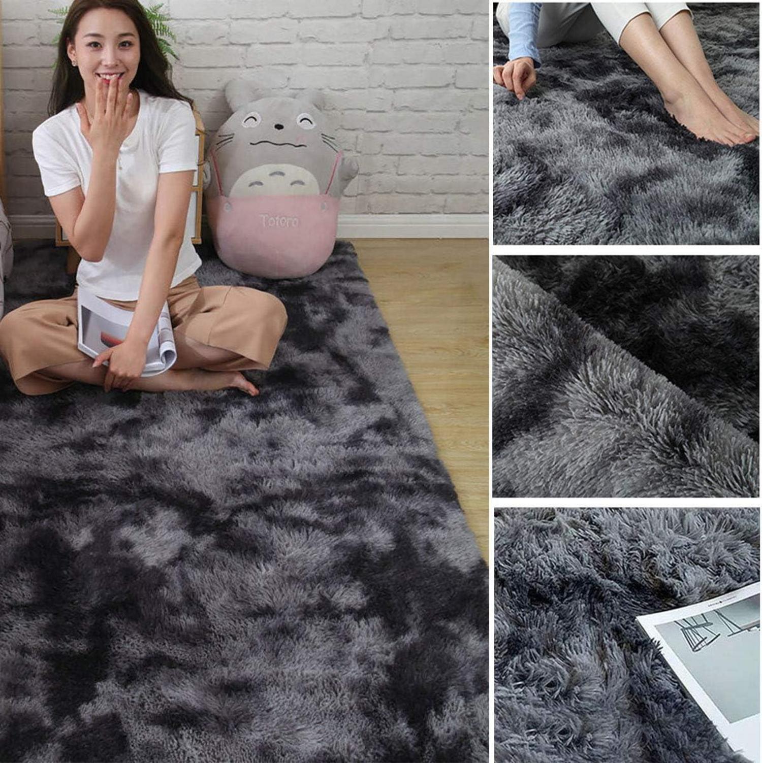 Shaggy Hochflor Teppich Modernes Design Weich Schwarz/Weiß 120x160cm