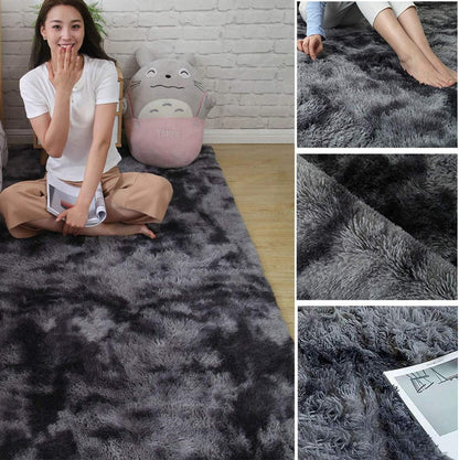 Shaggy Hochflor Teppich Modernes Design Weich Schwarz/Weiß 120x160cm