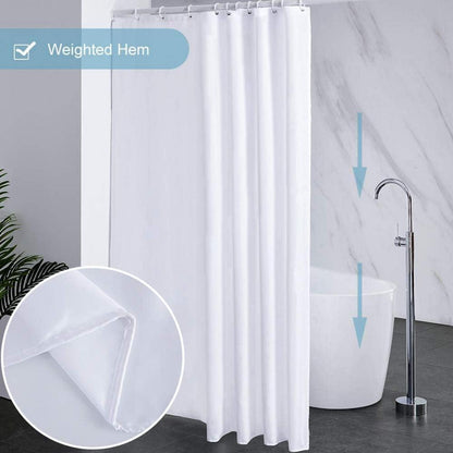 Furlinic Duschvorhang 180x210cm Weiß Wasserdicht mit 12 Ringen