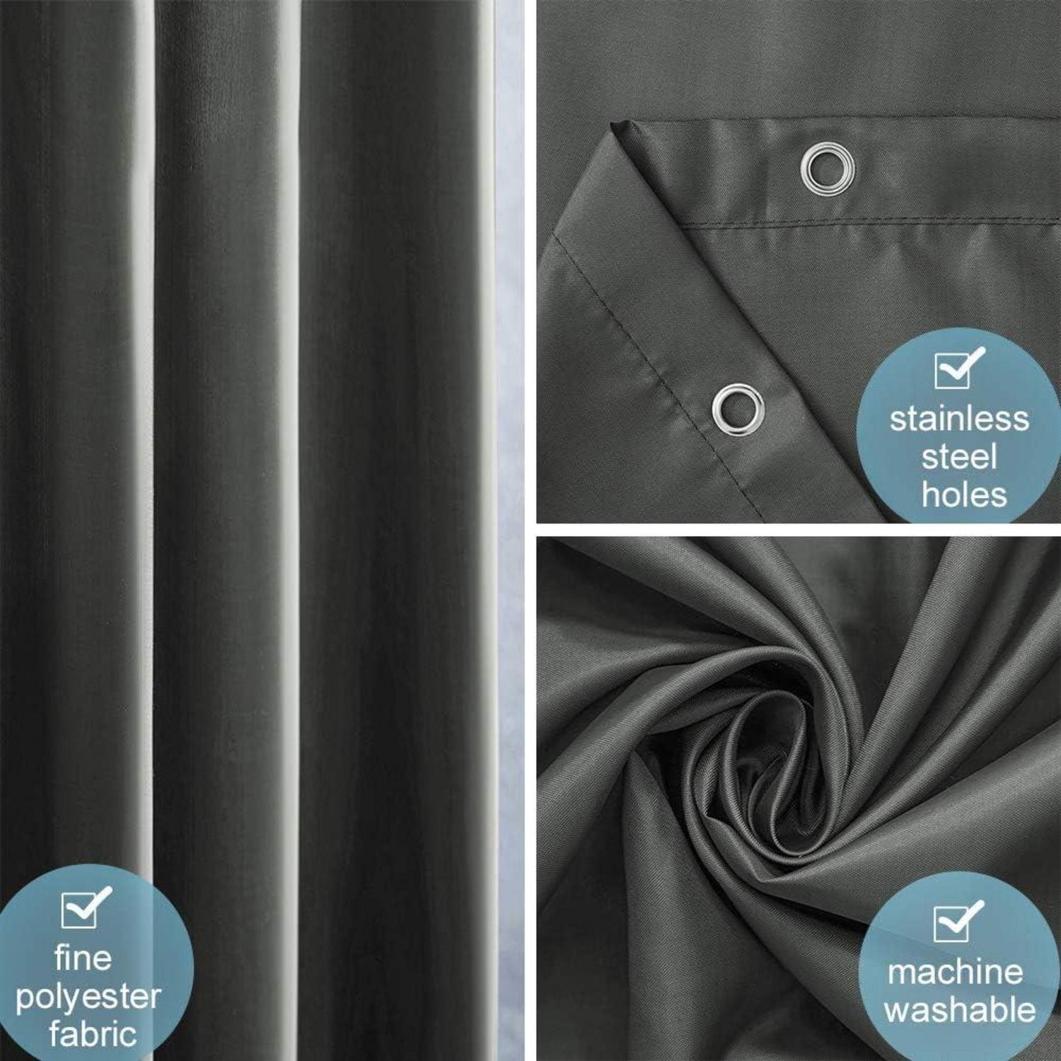 Duschvorhang Dunkelgrau Textil 180x210 Anti-schimmel Wasserdicht mit 12 Ringe