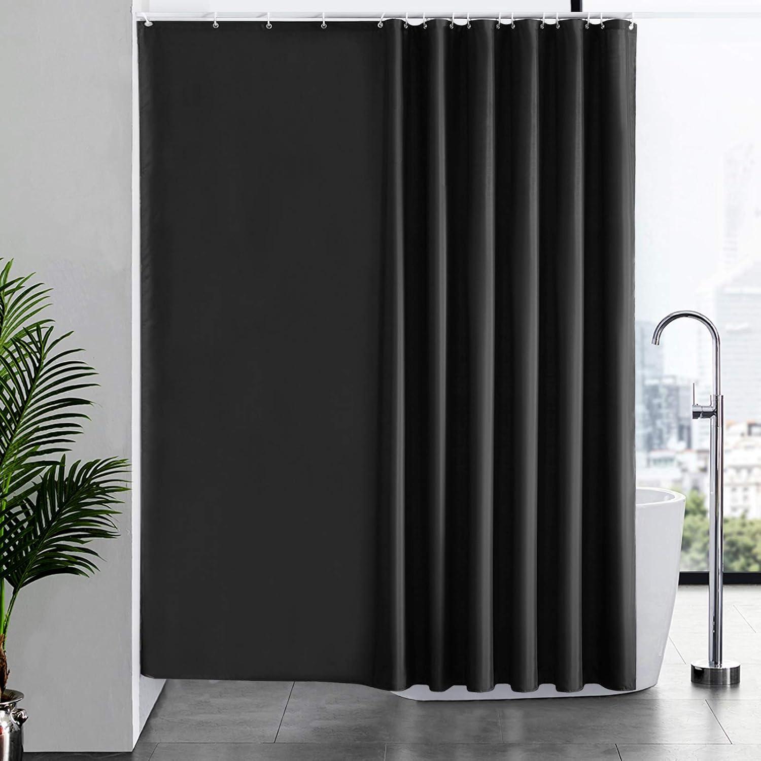 Duschvorhang Überlänge Antibakteriell Wasserdicht Schwarz 244x200cm