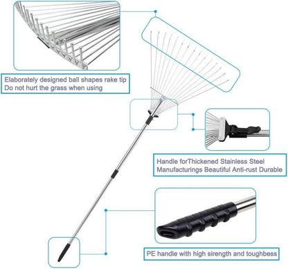 Verstellbarer Metall Laubrechen 63 Zoll - Garten Harke