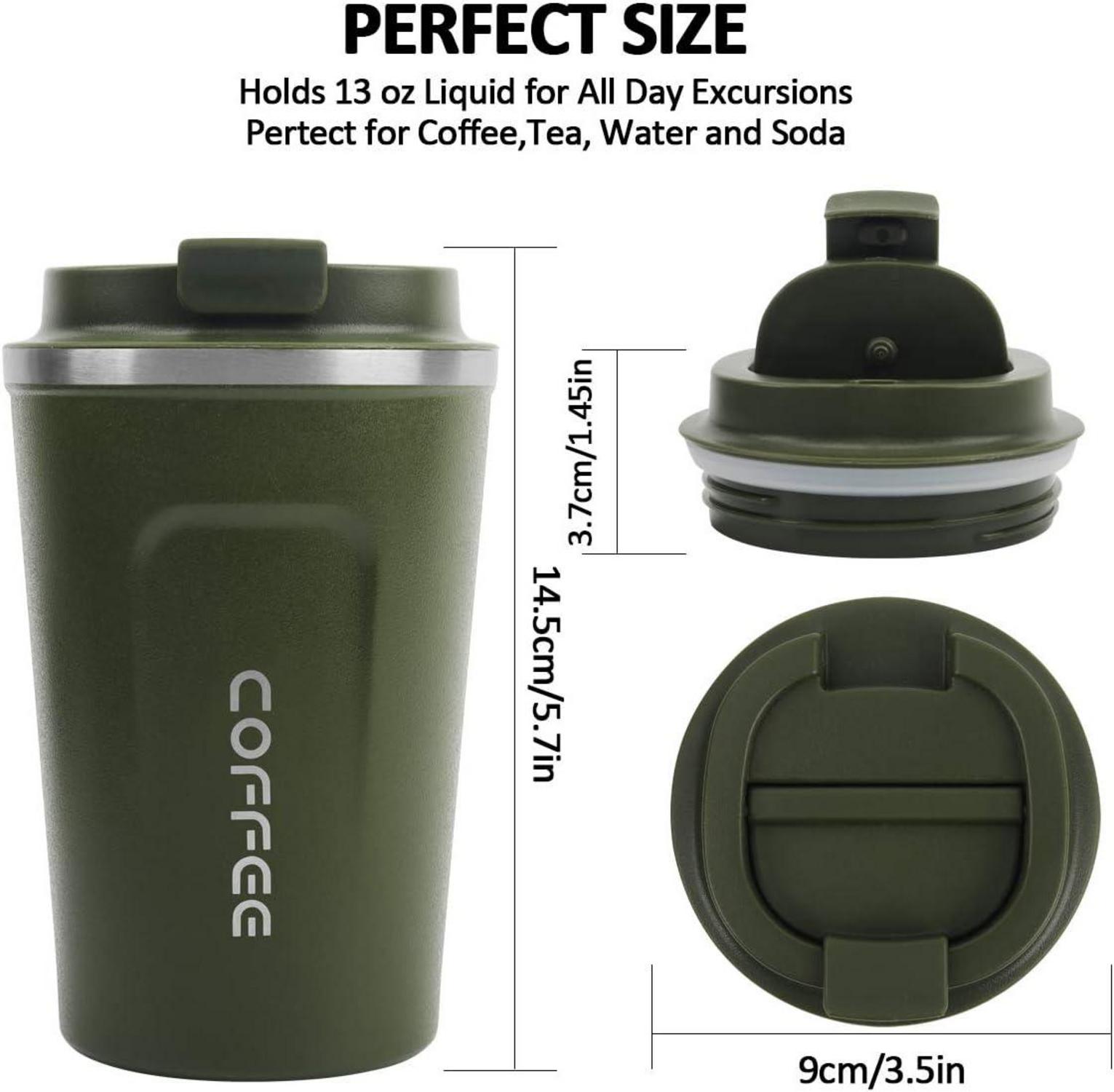 Edelstahlbecher 380ml doppelwandiger Reisebecher grün