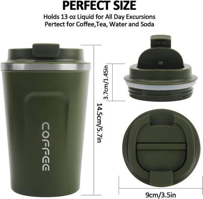 Edelstahlbecher 380ml doppelwandiger Reisebecher grün