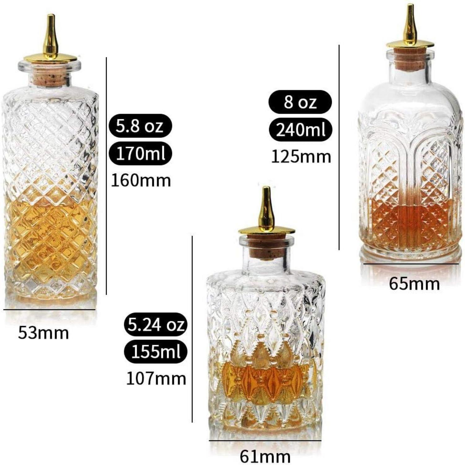 Bitterflasche für Cocktails – 3er Set Glasflaschen mit