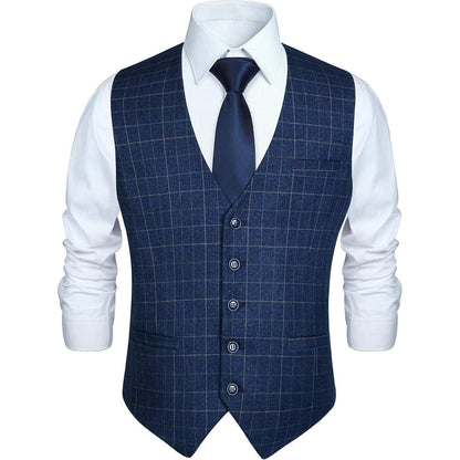 Herren Weste Baumwolle Karo Royal Blue 3XL